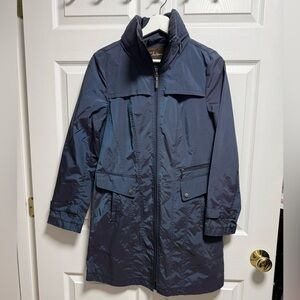 Cole Haan Navy Blue Packable Hooded Raincoat